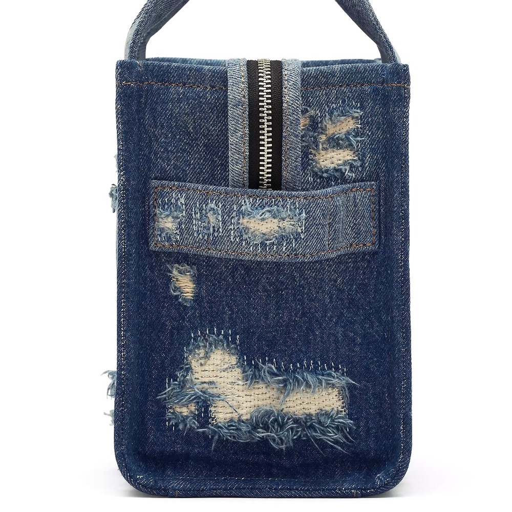 Marc Jacobs The Rip & Repair Denim Small Tote Bag - Punk Indigo - Picture 3 of 10